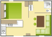 Plan : Mobil-Home Grand Confort VIOLET 20m² 1ch. – 2/3pers.